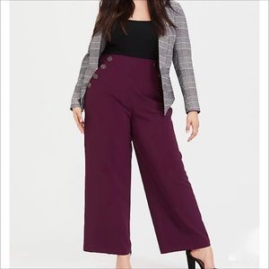 Torrid Sailor PANT High Waist Trouser Wide Leg Burgundy Wine Womens Plus 24